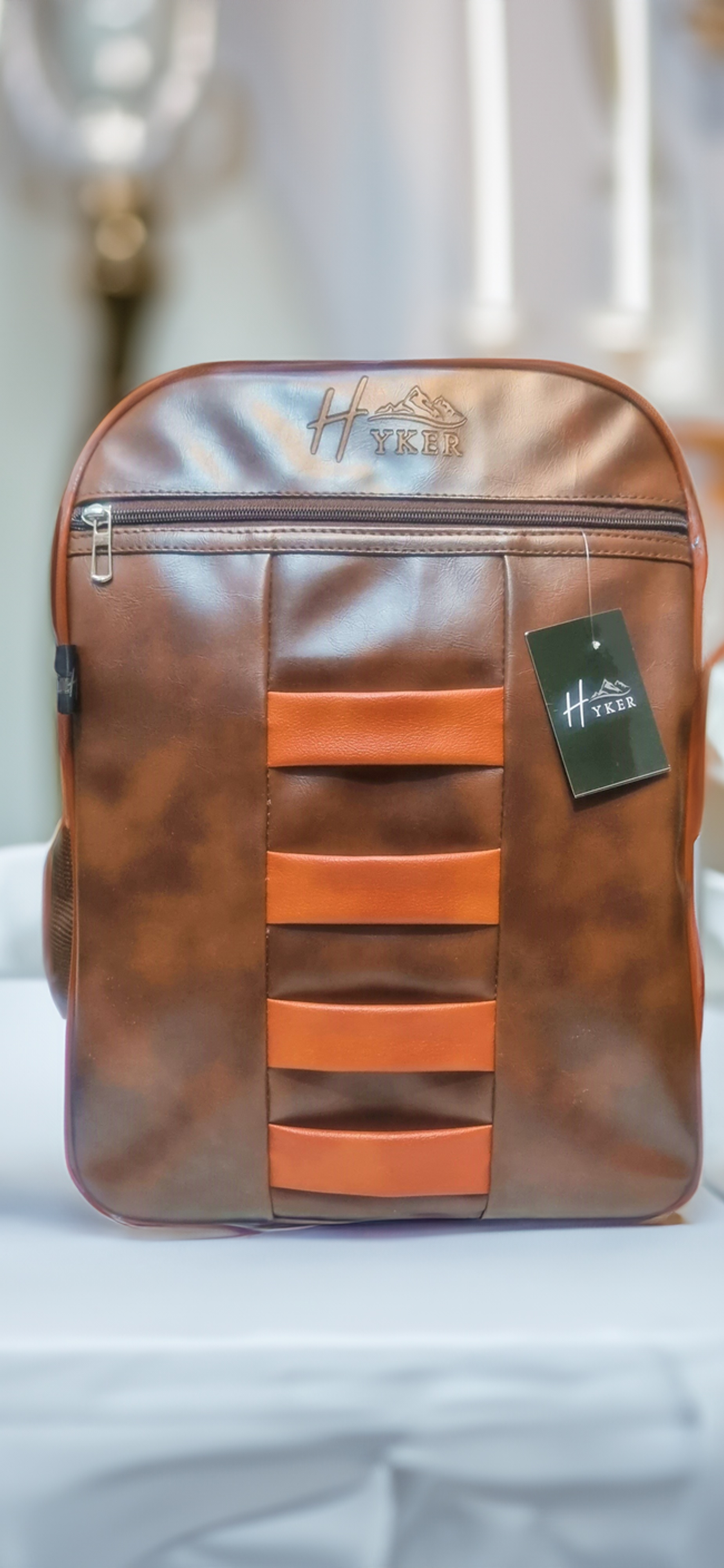 Leather discount look backpack